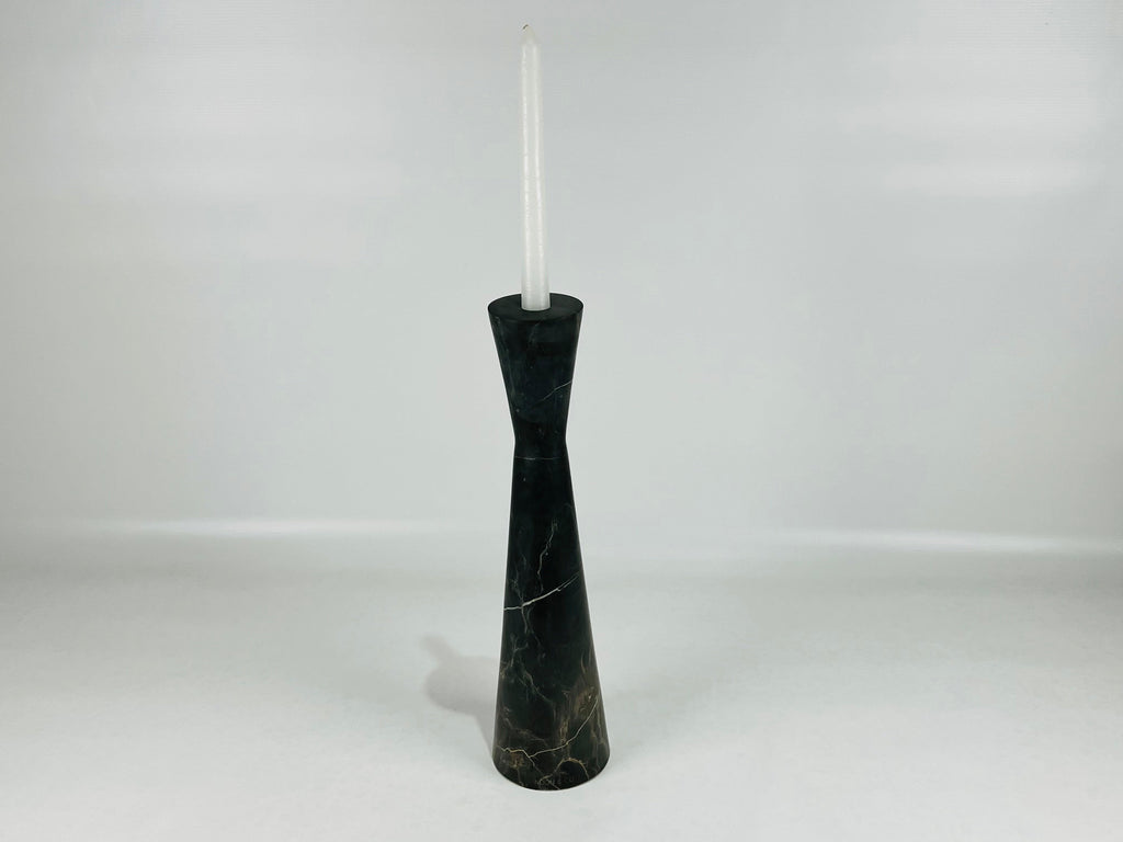 Long Funnel Black Marble Candle Stand (Medium)