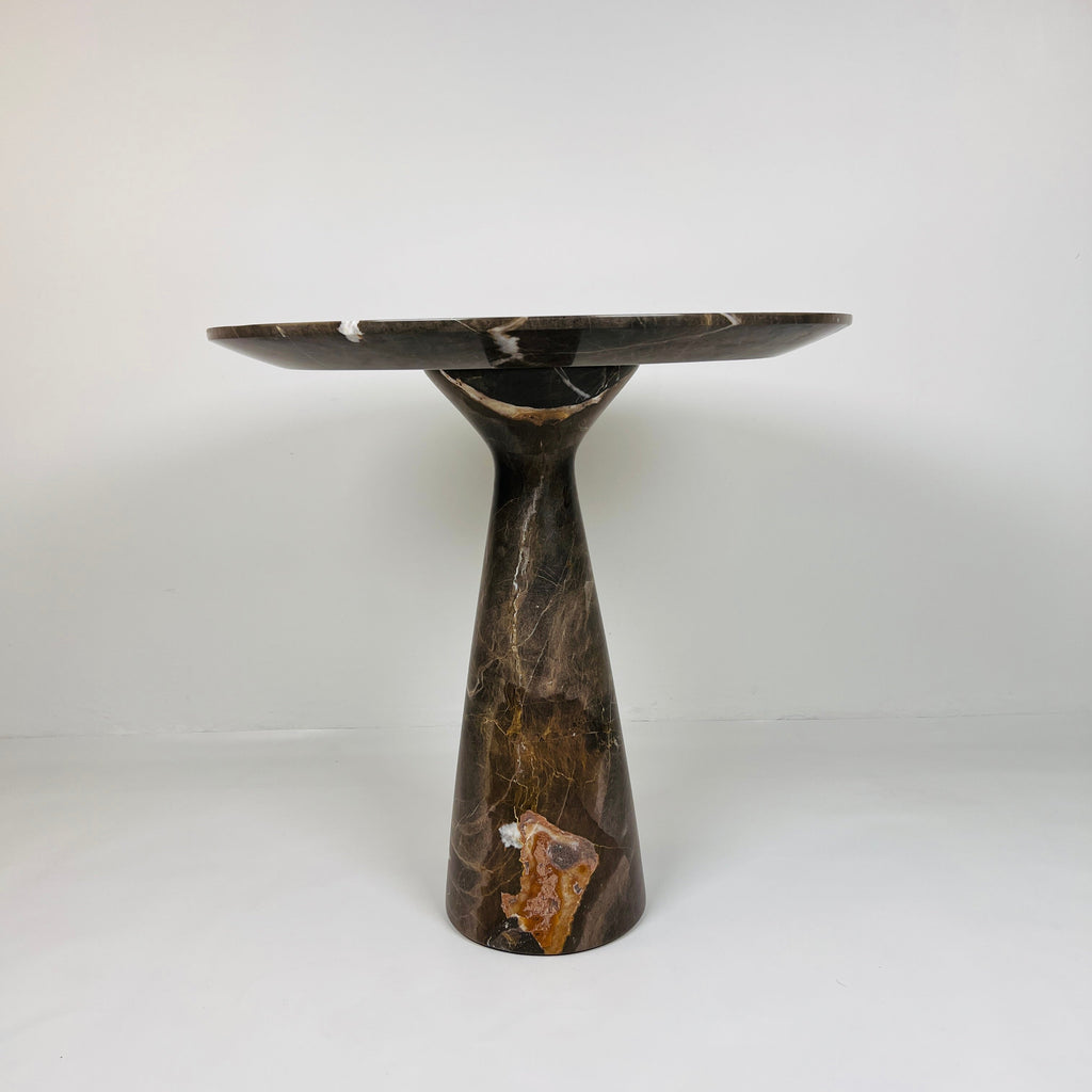 Amber Marked Travertine Side Table