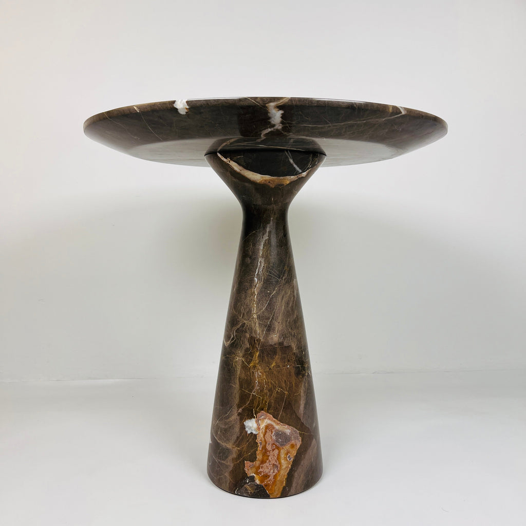 Amber Marked Travertine Side Table