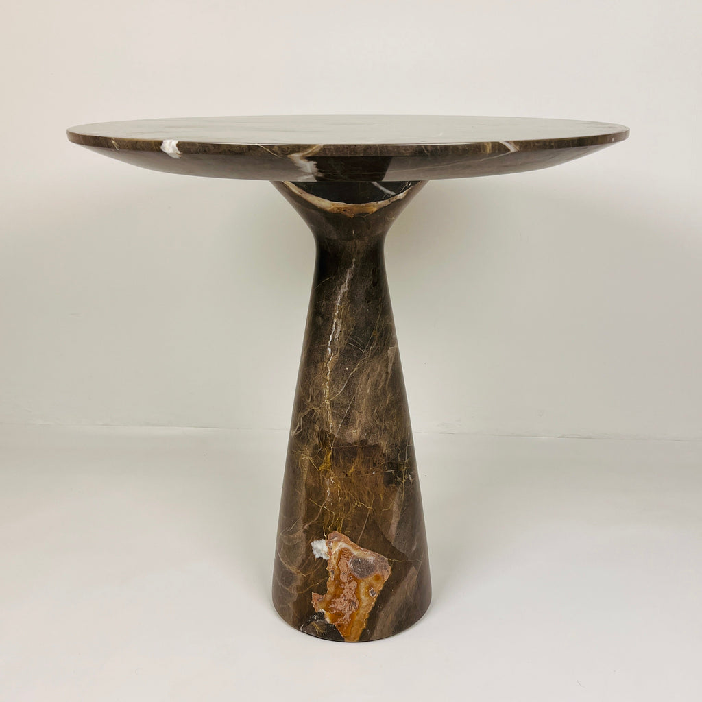 Amber Marked Travertine Side Table