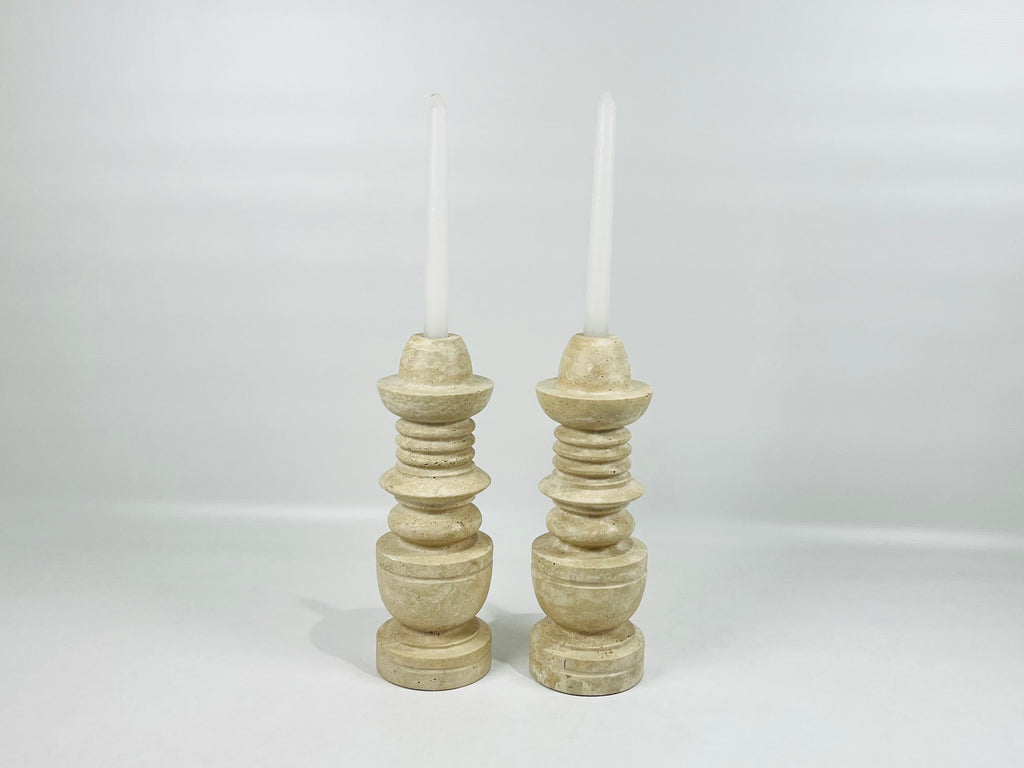 Rings of Hope Dark Travertine Candle Stand