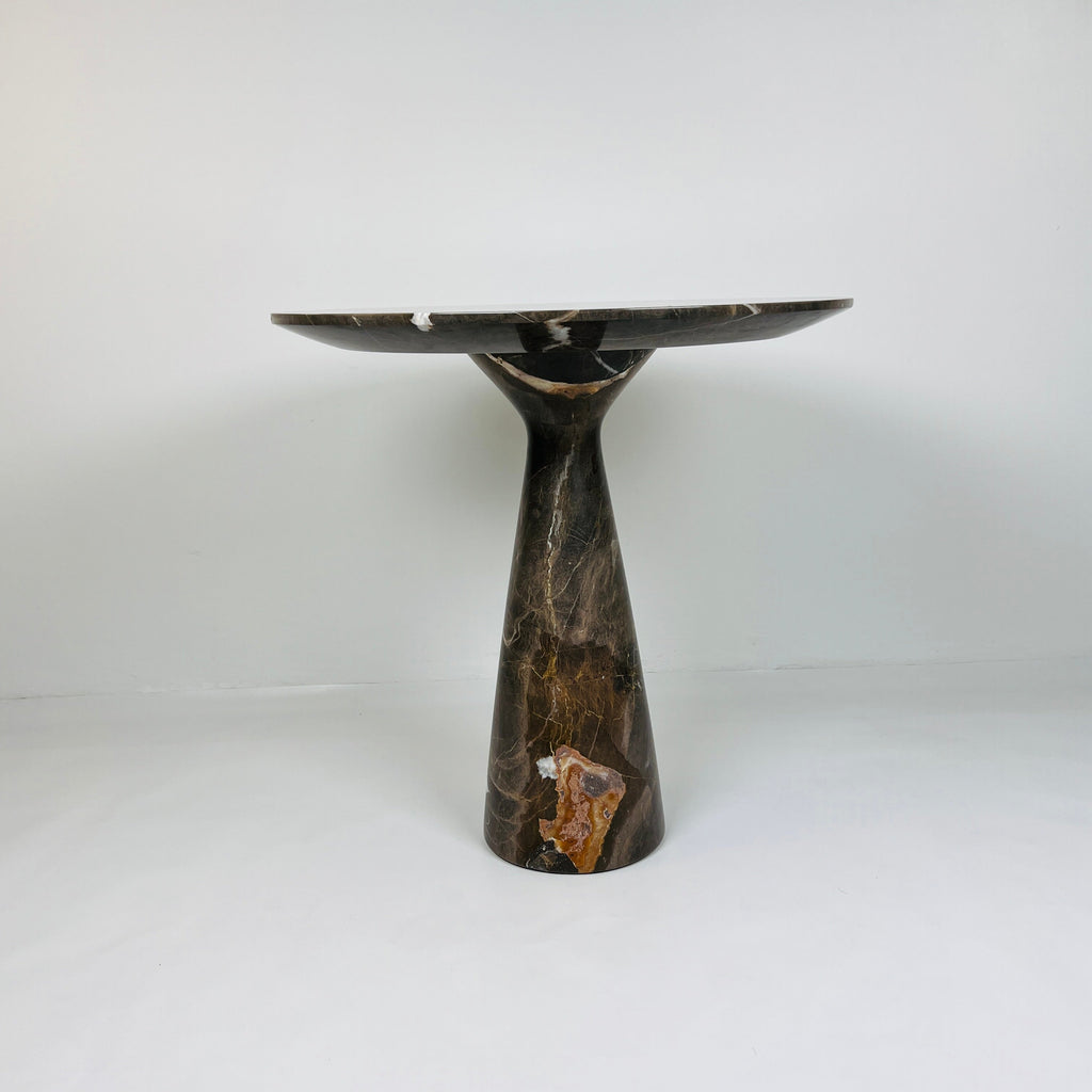 Amber Marked Travertine Side Table