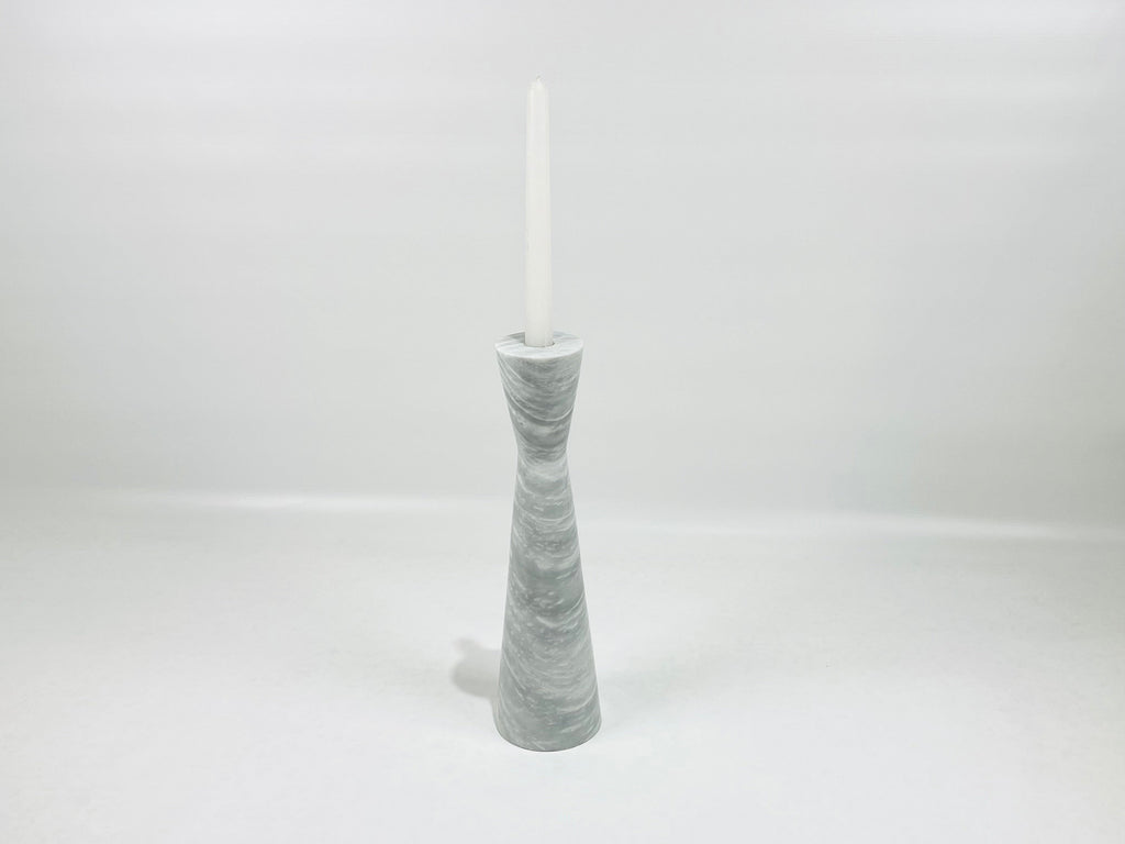 Long Funnel Grey Streaked Marble Candle Stand (Small)