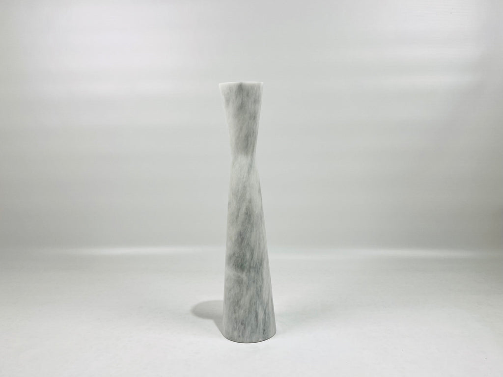 Long Funnel Grey Streaked Marble Candle Stand (Medium)