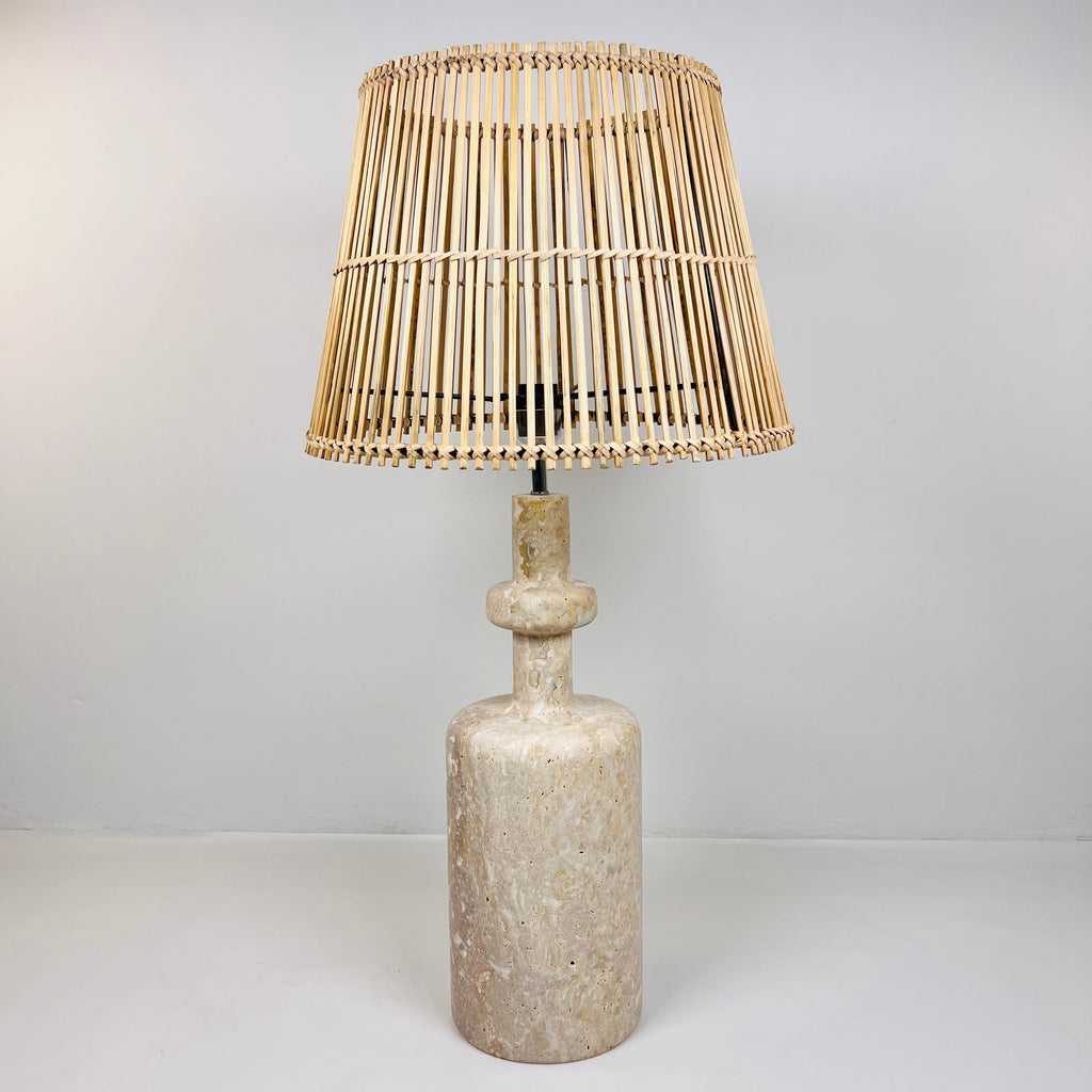 Bottle Bottom Travertine Lined Table Lamp