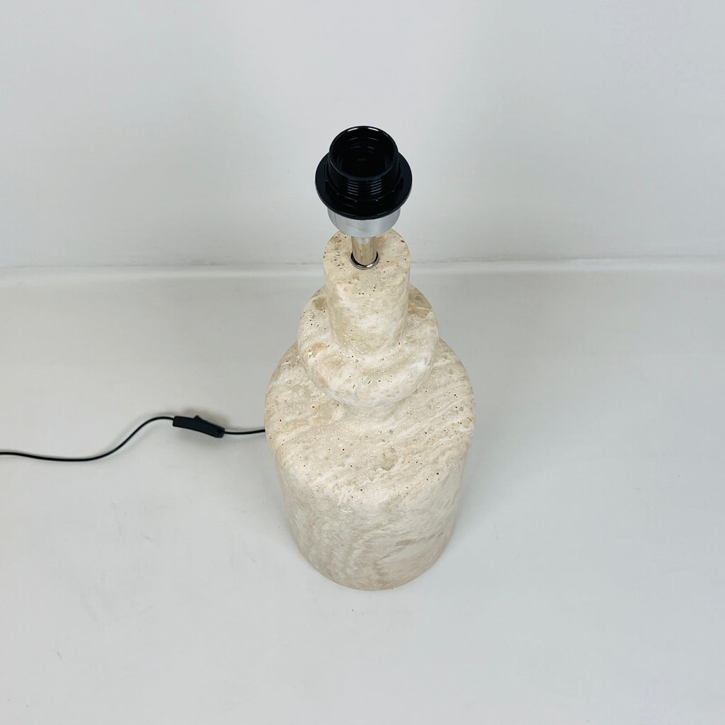 Bottle Bottom Travertine Waved Table Lamp