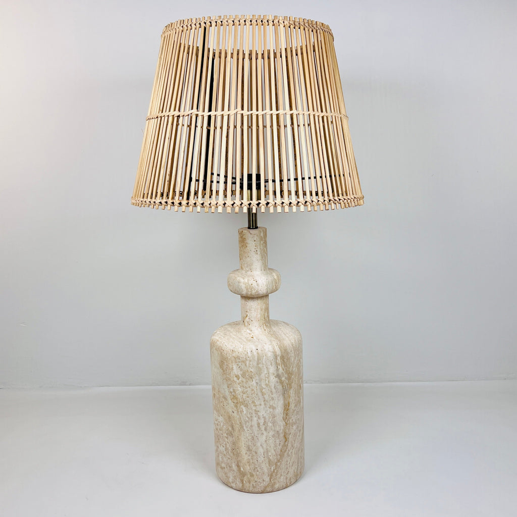 Bottle Bottom Travertine Grazed Table Lamp