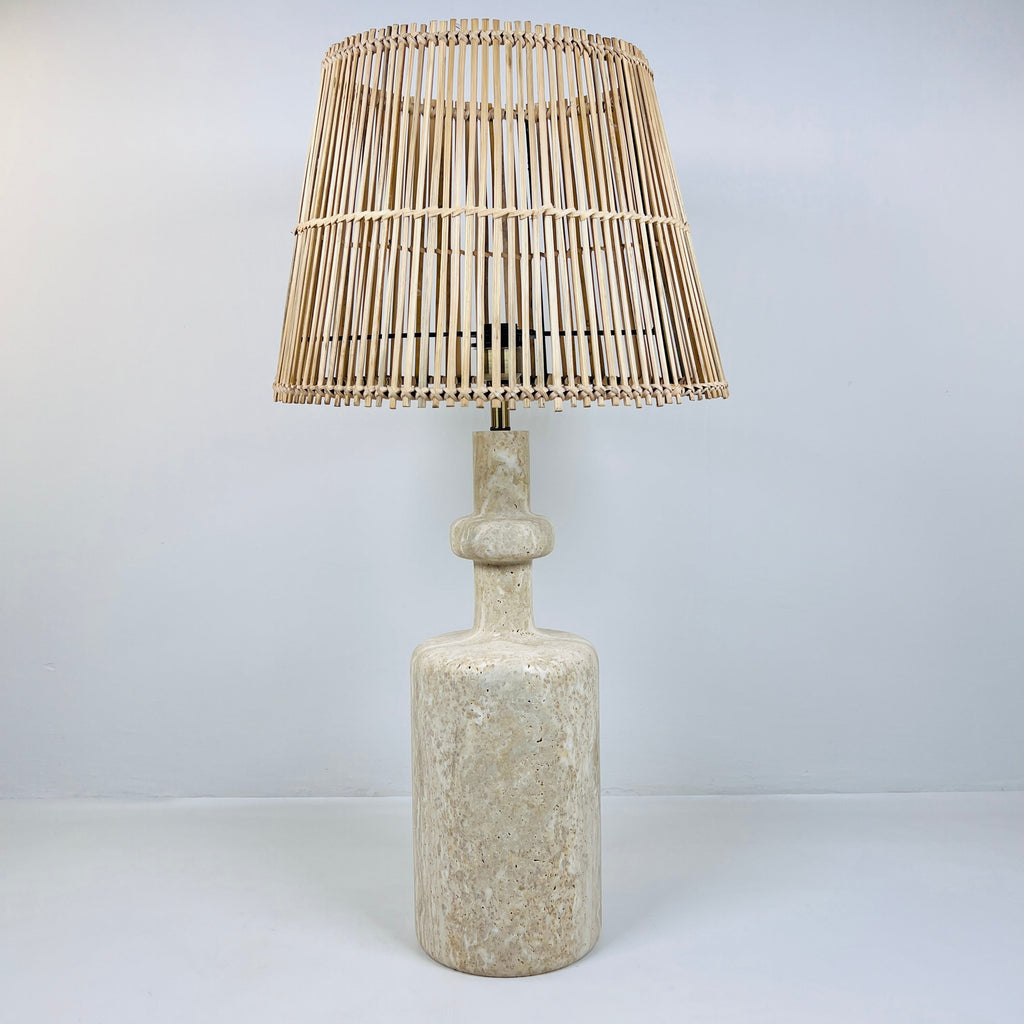 Bottle Bottom Travertine Table Lamp