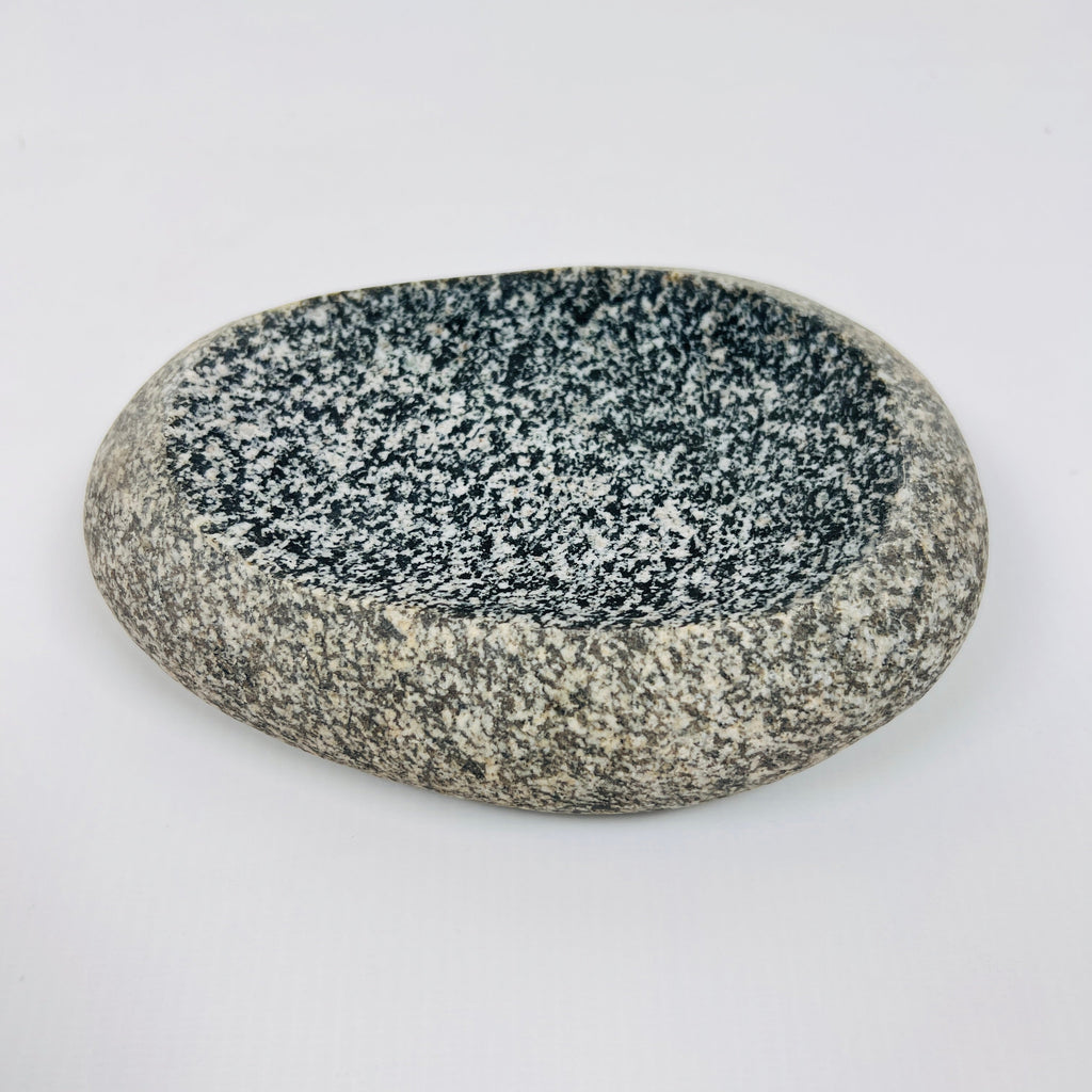 Riverstone Stone Black and White Spotted Soap Dish