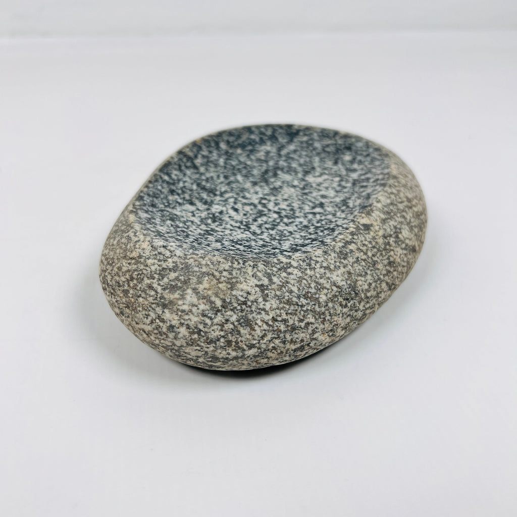 Riverstone Stone Black and White Spotted Soap Dish