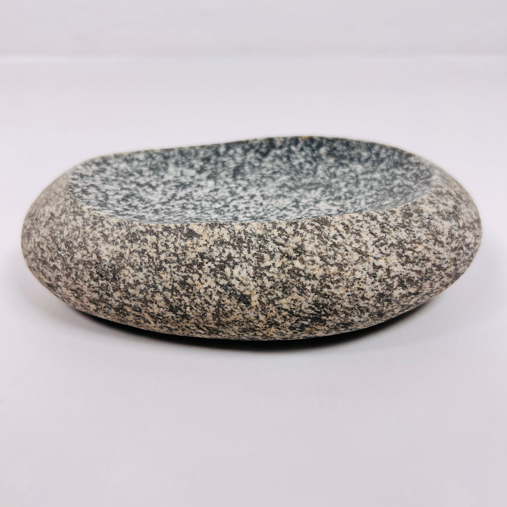 Riverstone Stone Black and White Spotted Soap Dish