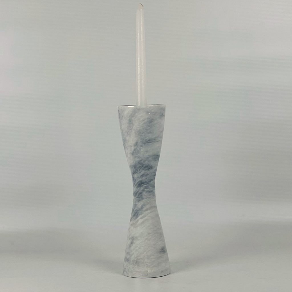 Hourglass Grey blotched Marble Candle Stand (Medium)