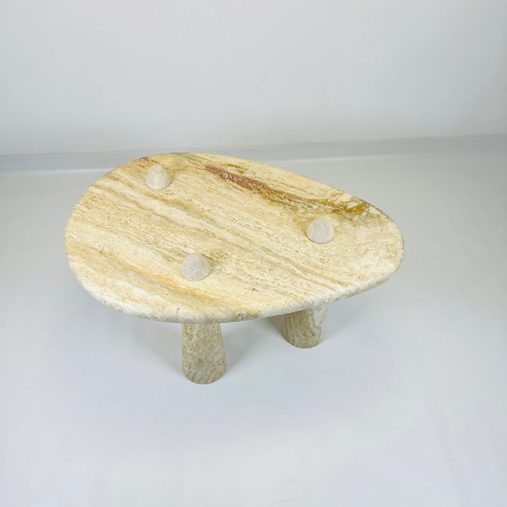 Three Horned Side Table in Travertine