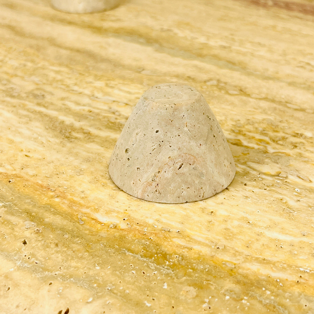 Three Horned Side Table in Travertine