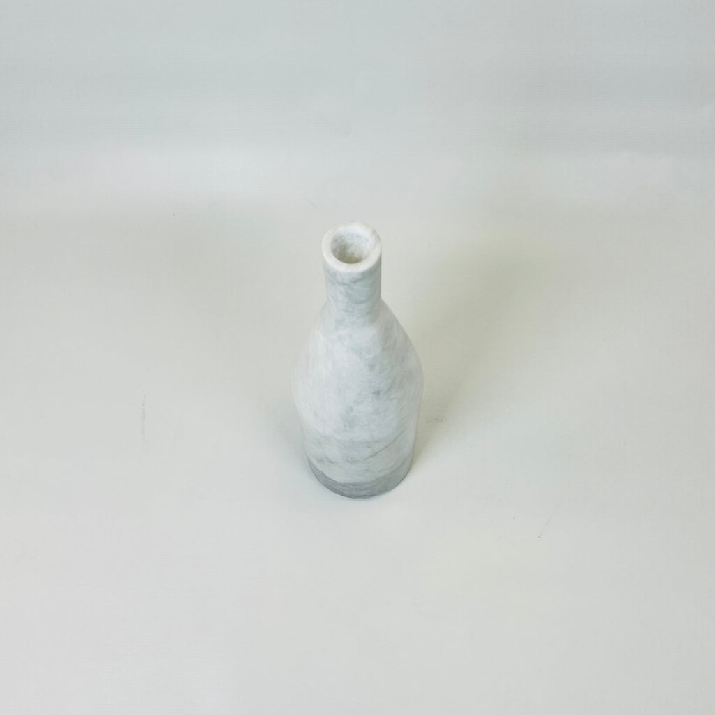 Slant Neck White Marble Decor Bottle Candle Stand