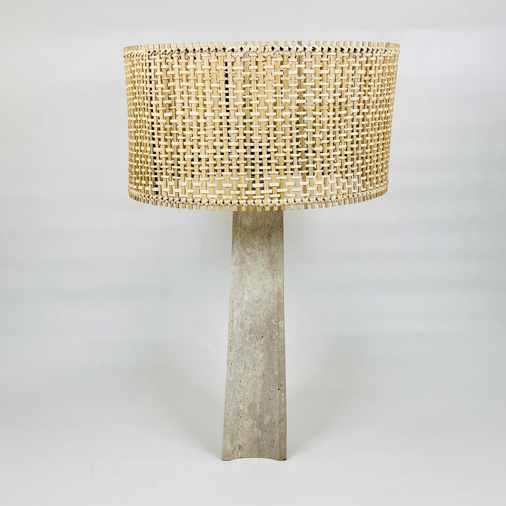 Tall Curved Bottom Blotched Travertine Table Lamp