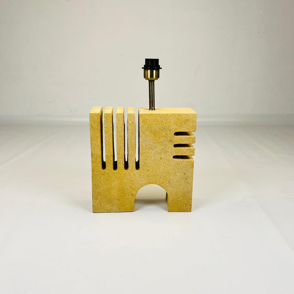 Puzzle Piece Travertine Table Lamp