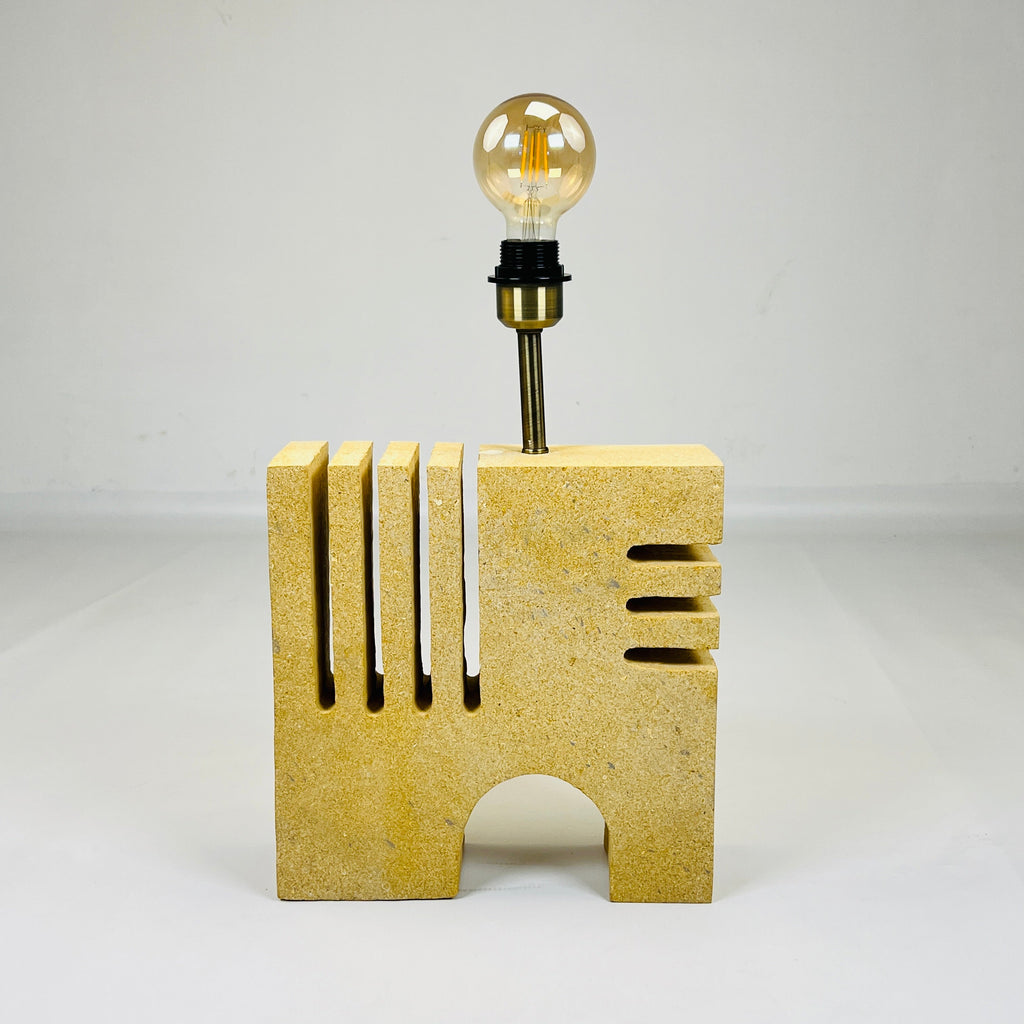 Puzzle Piece Travertine Table Lamp