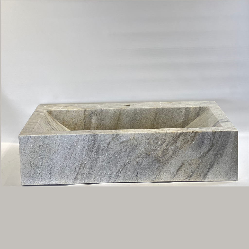 Rectangle Grey Streaked Marble Sink