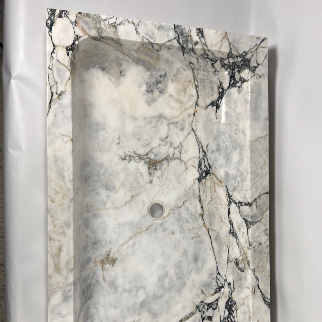 Veined Rectangle Marble Sink