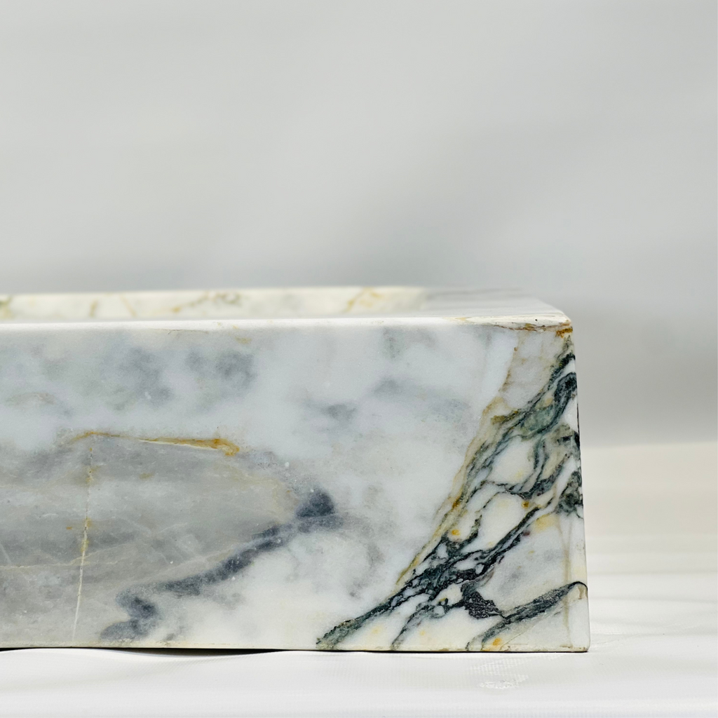 Veined Rectangle Marble Sink