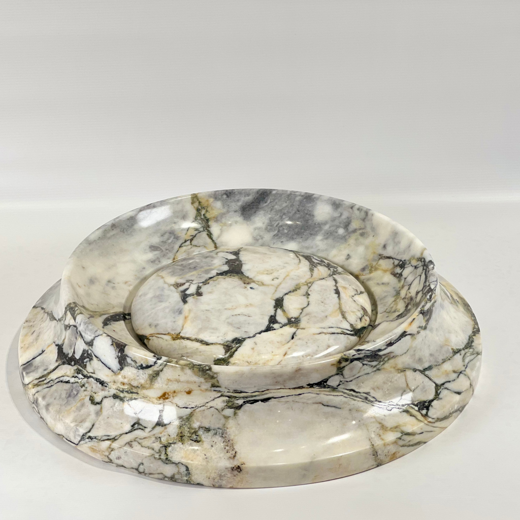 Veined Crater With Lid Marble Sink