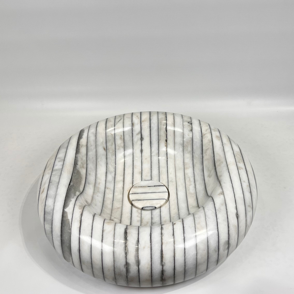 Pinstripe Round Marble Sink