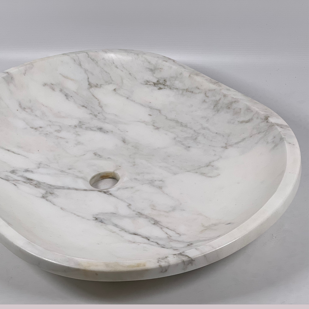 Veined Oval Marble Sink