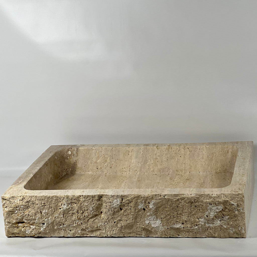 Raw Rectangle Travertine Sink