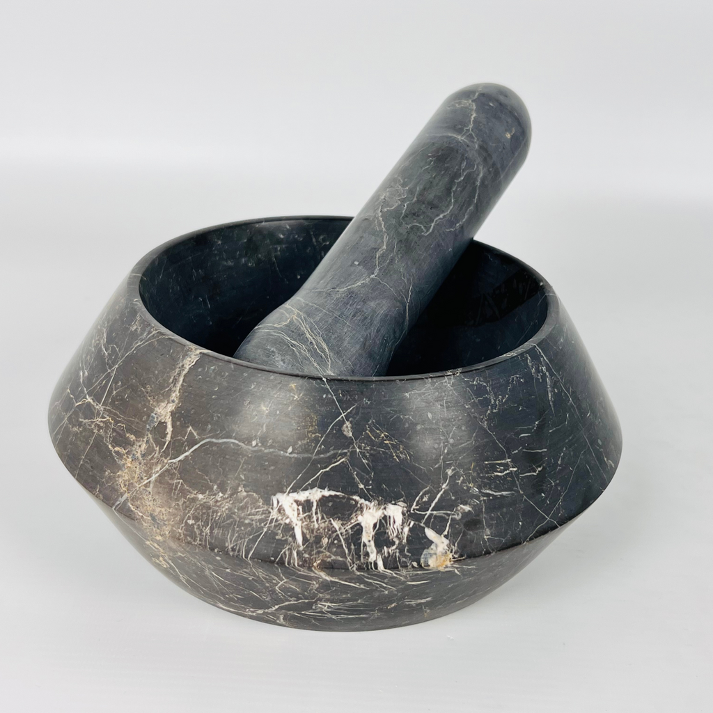 Blacked Scratched Mortar & pestle