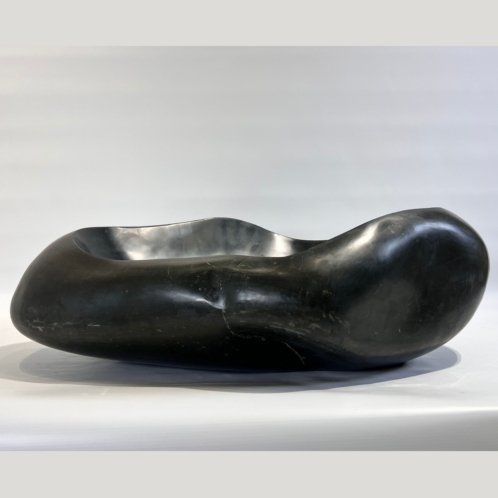 Glossy Black River Stone Sink