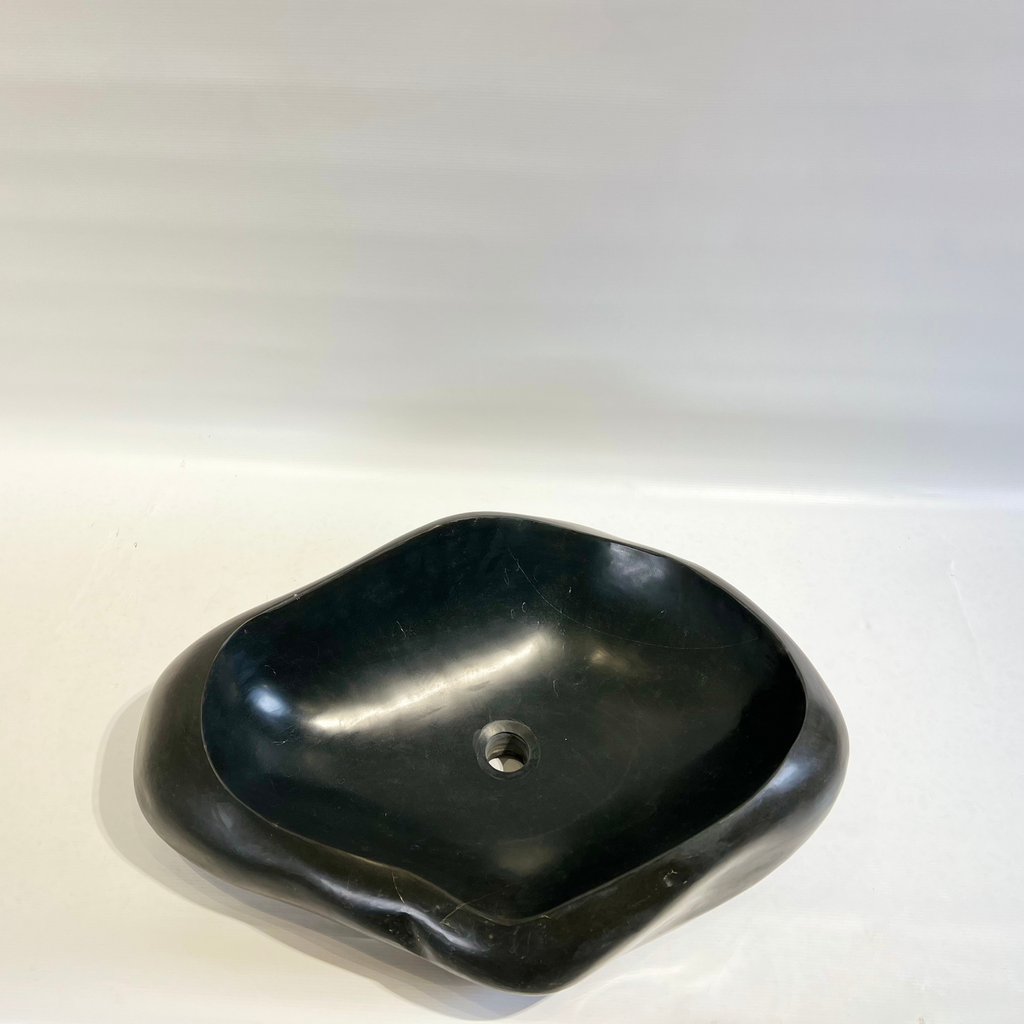 Glossy Black River Stone Sink