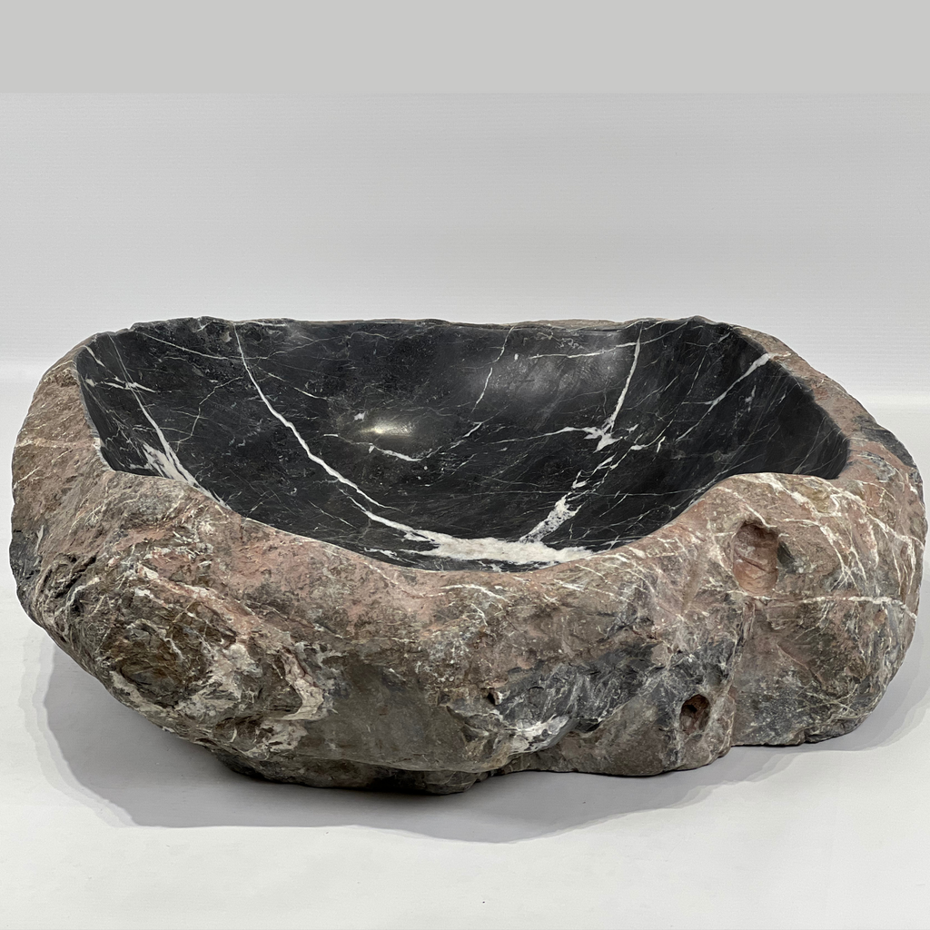 Splashed Black River Stone Sink