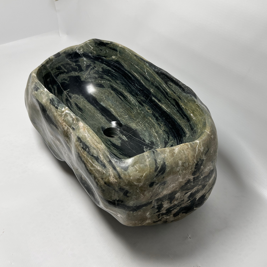 Black & Green River Stone Sink