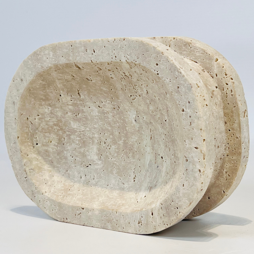 Travertine Double Sided Beige Soap Dish