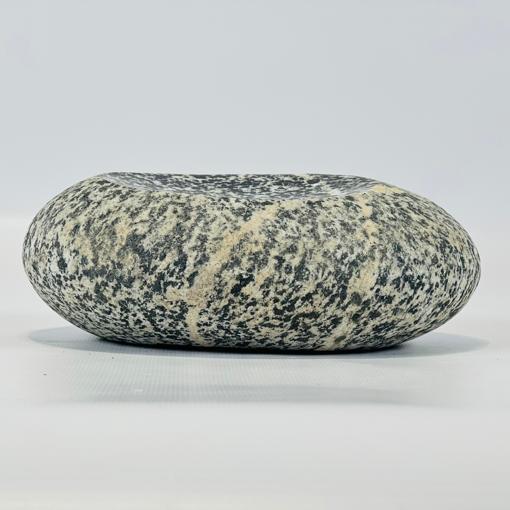 River Stone White Dotted Soap Dish