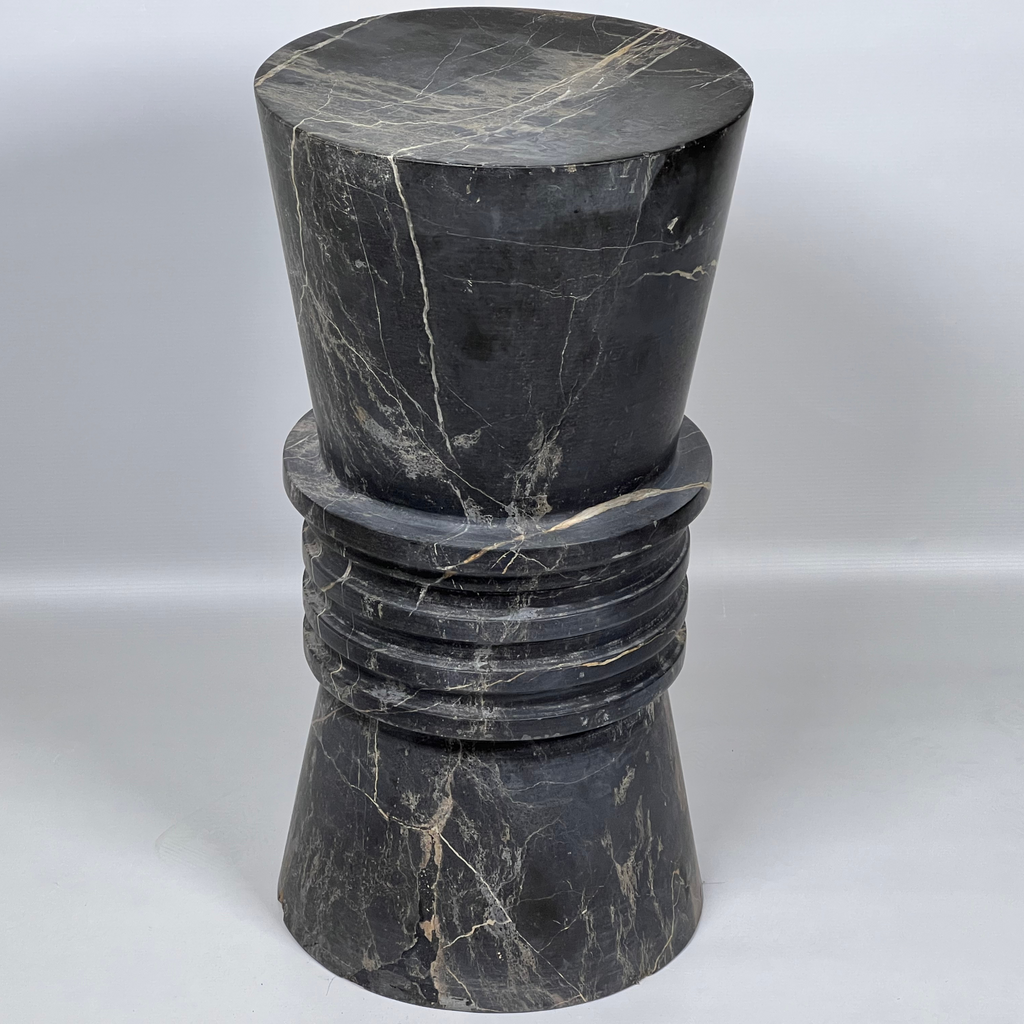 Chess Series Stool in Black Taxila Stone