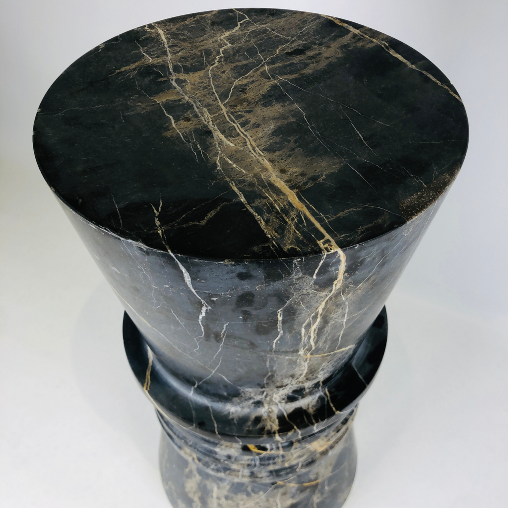 Chess Series Stool in Black Taxila Stone