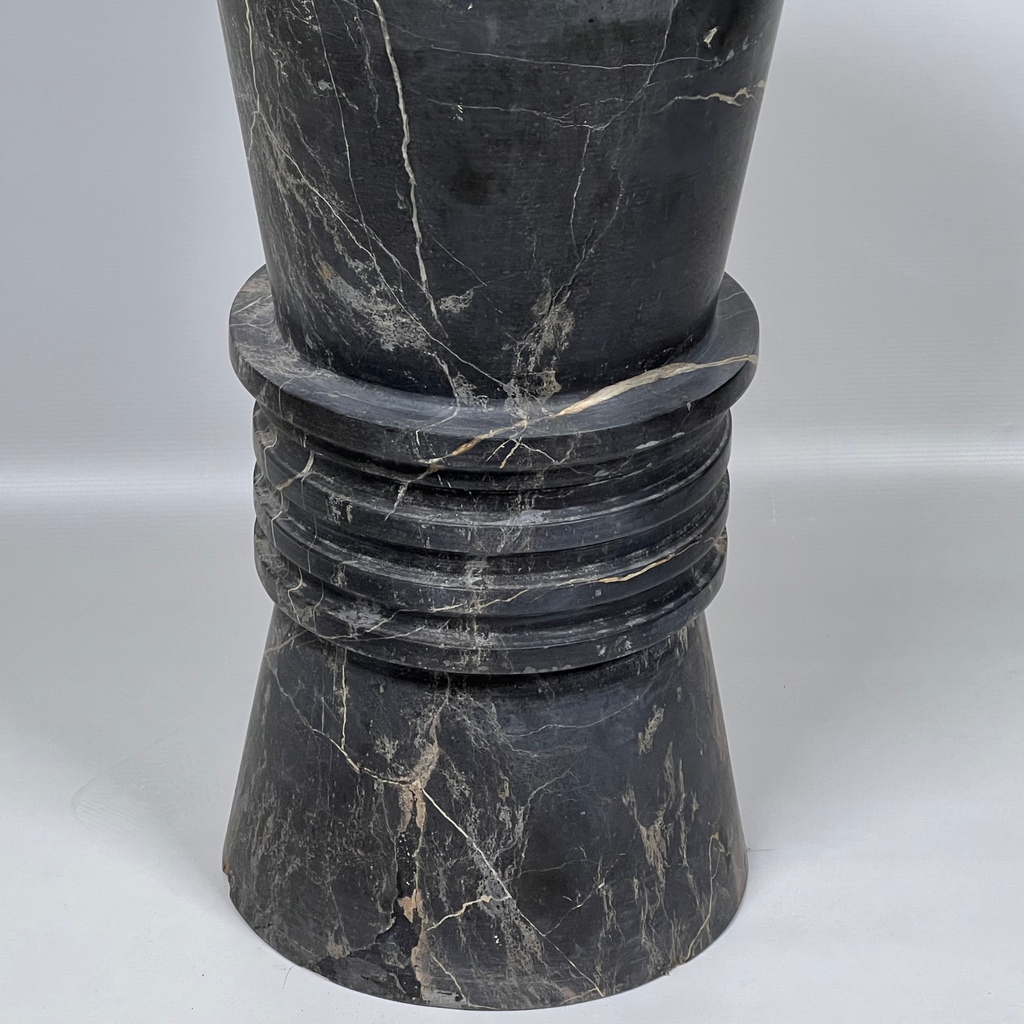 Chess Series Stool in Black Taxila Stone