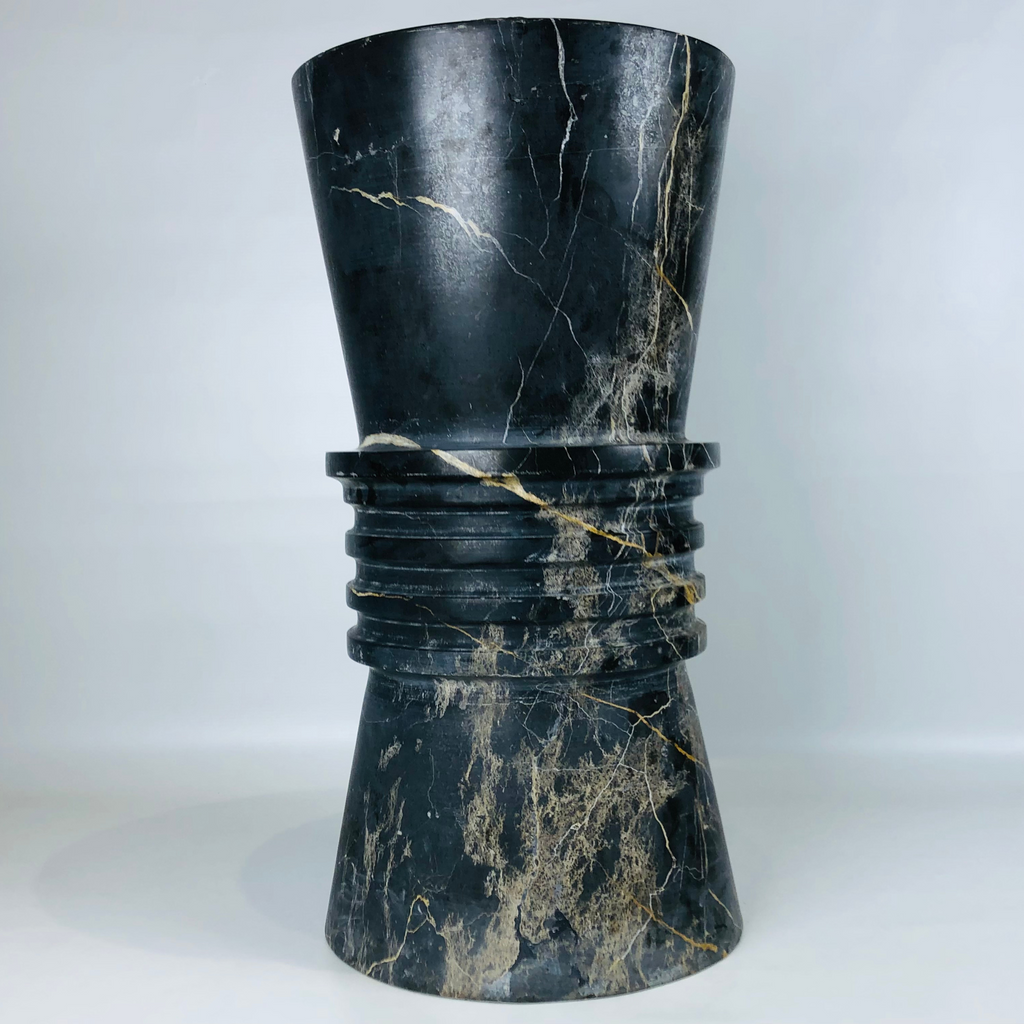 Chess Series Stool in Black Taxila Stone