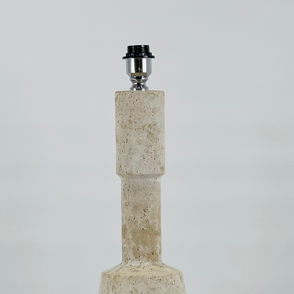 Dumbbell Bottomed Travertine Table Lamp