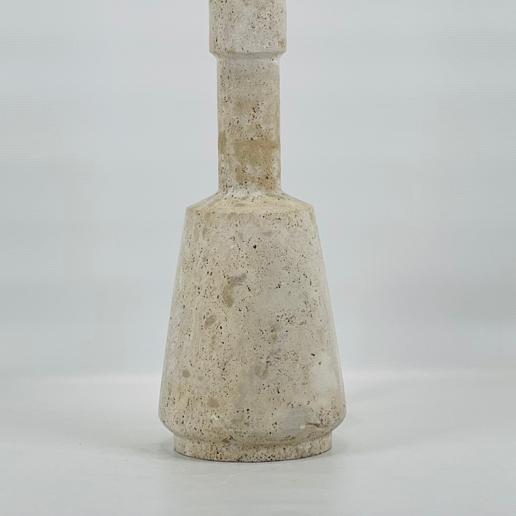 Dumbbell Bottomed Travertine Table Lamp