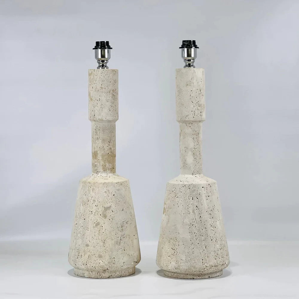 Dumbbell Bottomed Travertine Table Lamp