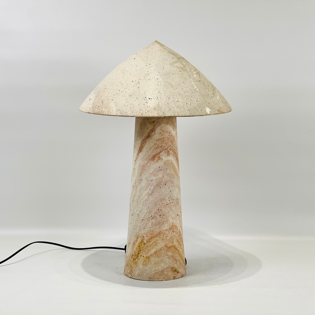 Cone-Head Travertine Table Lamp