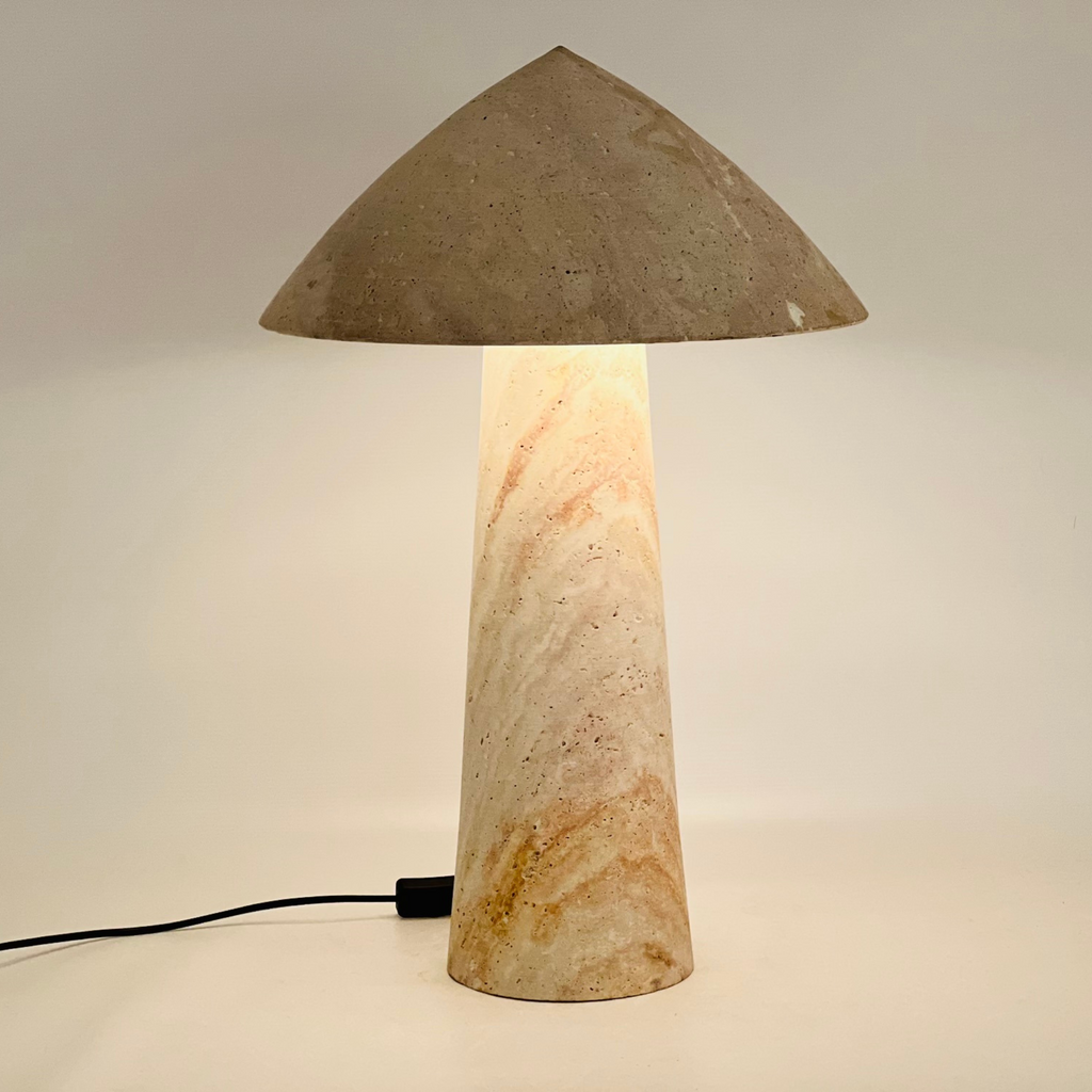 Cone-Head Travertine Table Lamp