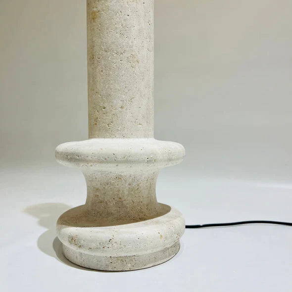 Double Ringed Bottom Travertine Table Lamp