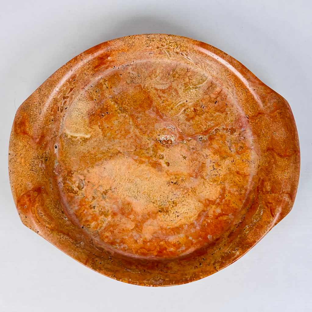 Red Travertine Round Tray