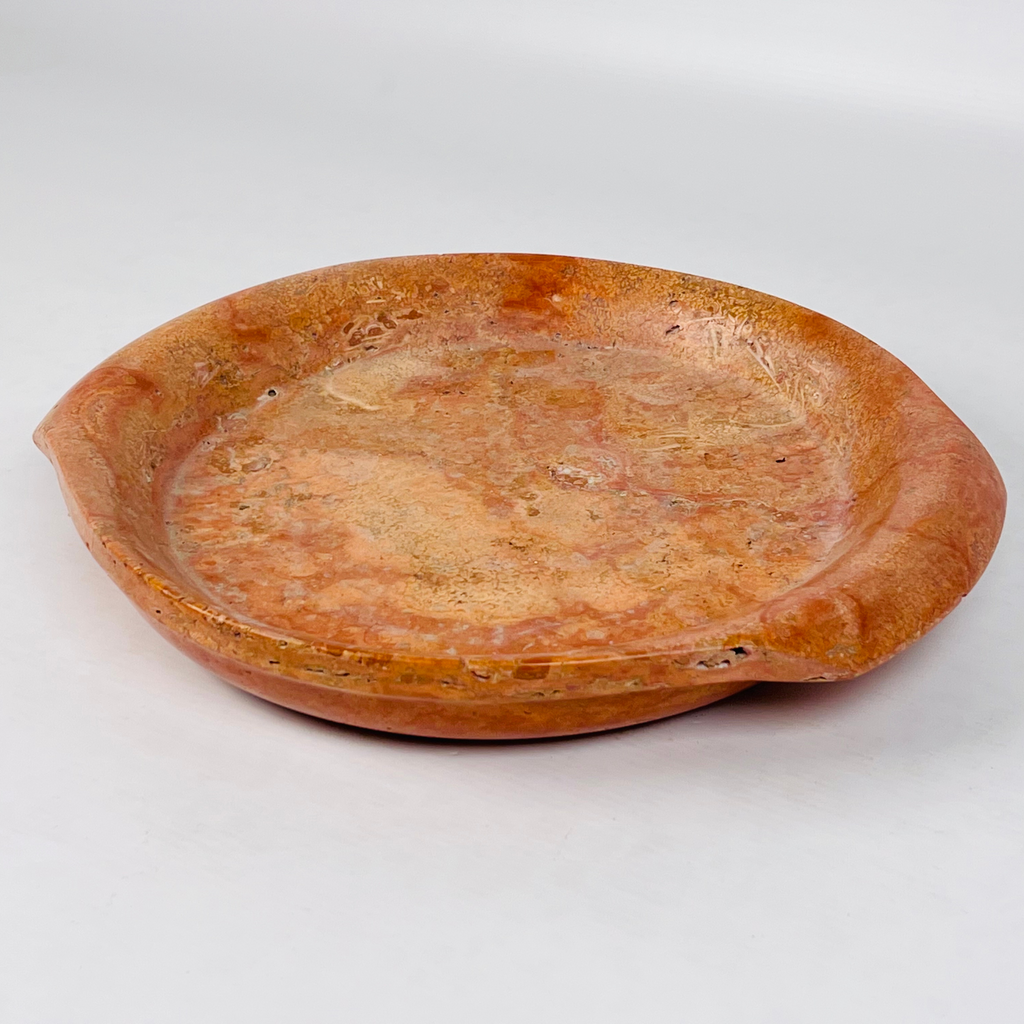 Red Travertine Round Tray