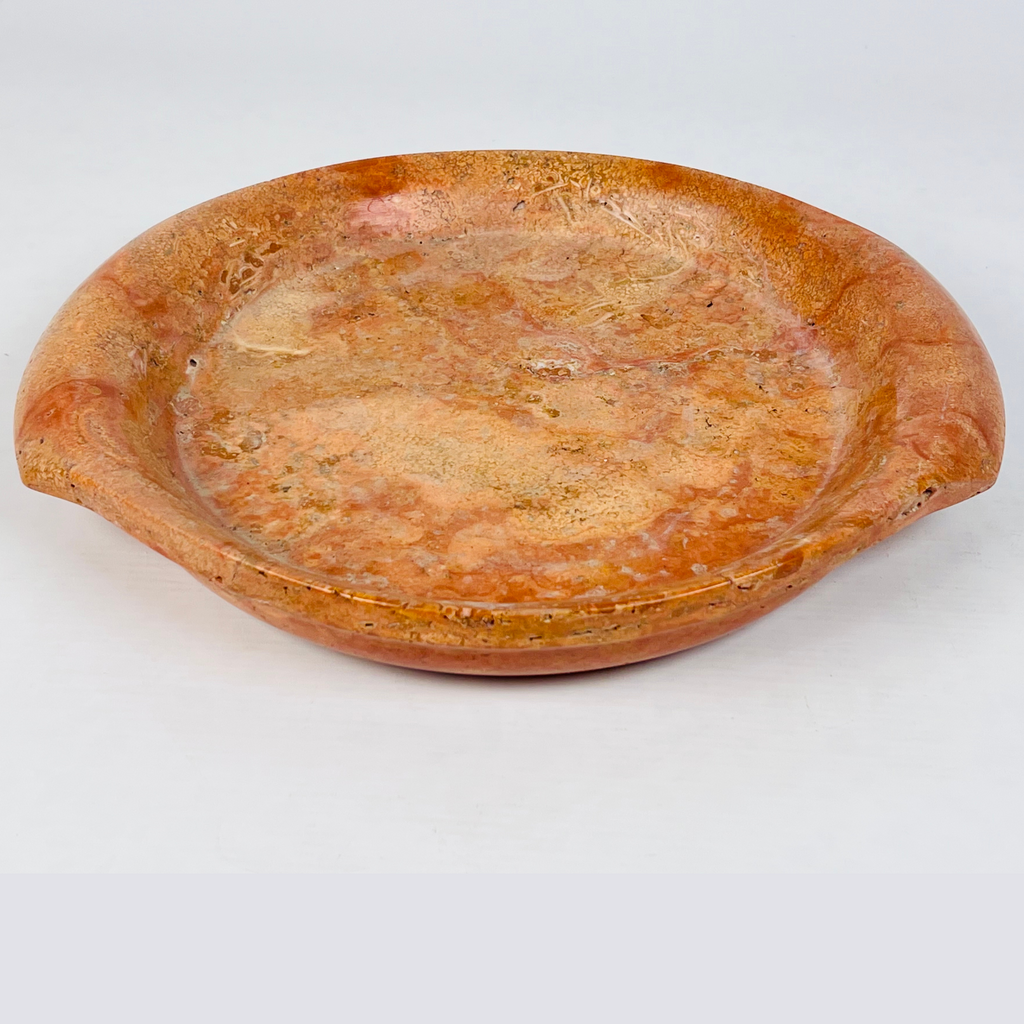 Red Travertine Round Tray