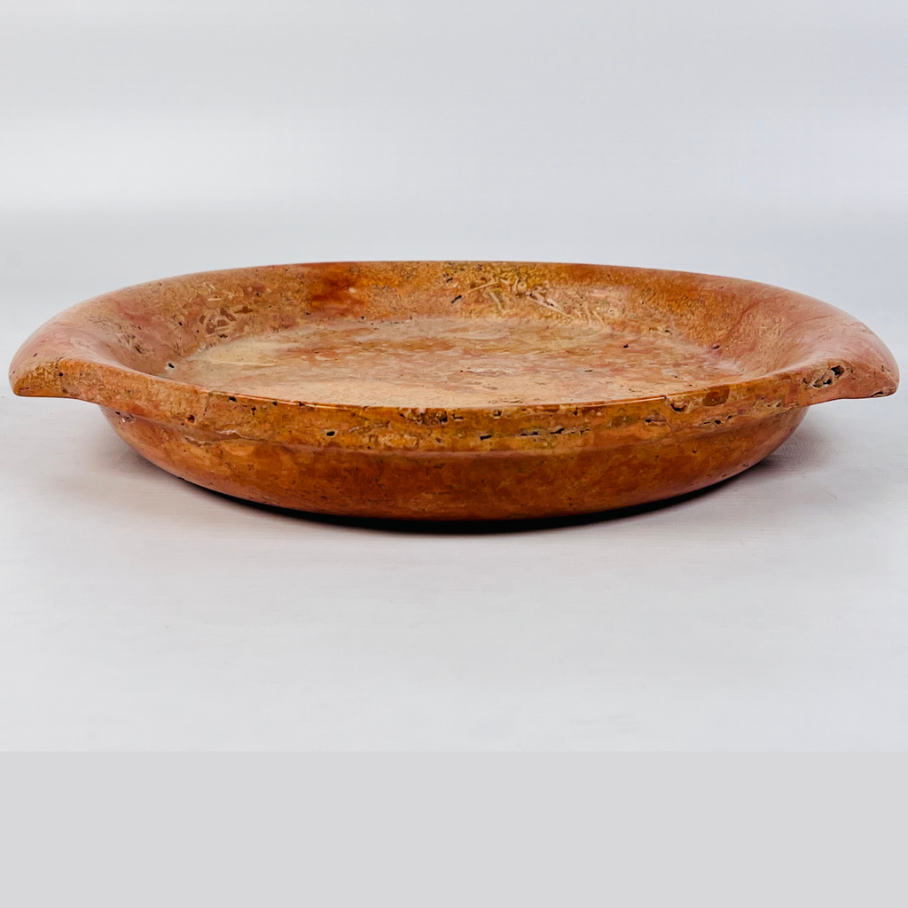 Red Travertine Round Tray